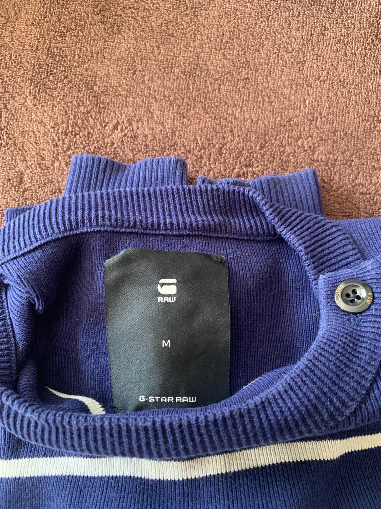 Men's G-Star RAW striped sweater navy blue/white – Size M – New – photo 4